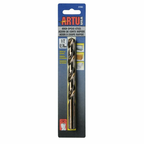 Drill Bit, Steel, High Speed, 1/2