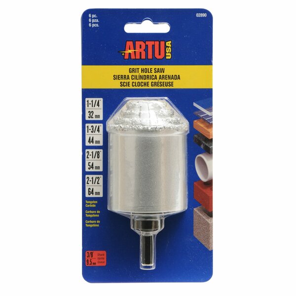 Hole Saw Set, Tungsten Carbide Grit, 6 pcs
