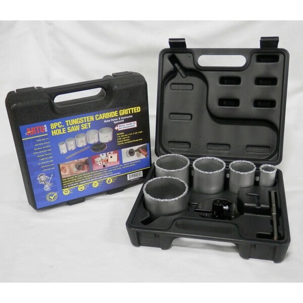 Hole Saw Set, Tungsten Carbide Grit, 8 pcs