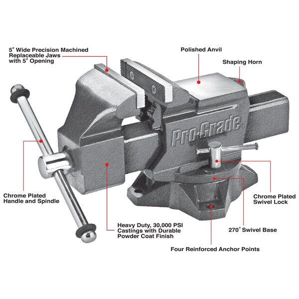 Heavy Duty Swivel Bench Vise, 5