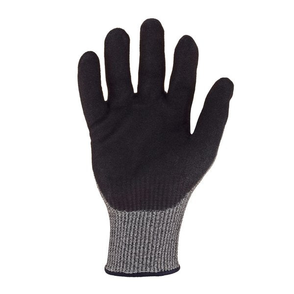 Bluwolf Cut Resistant 13 ga. ANSI A5 Gray Gloves, Black Sandy Foam Nitirle Palm Coating, S