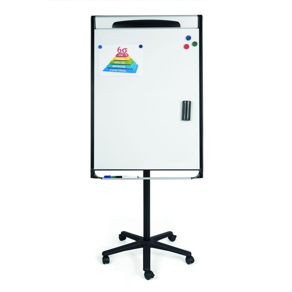 Dry Erase Mobile Easel, Black/Silver