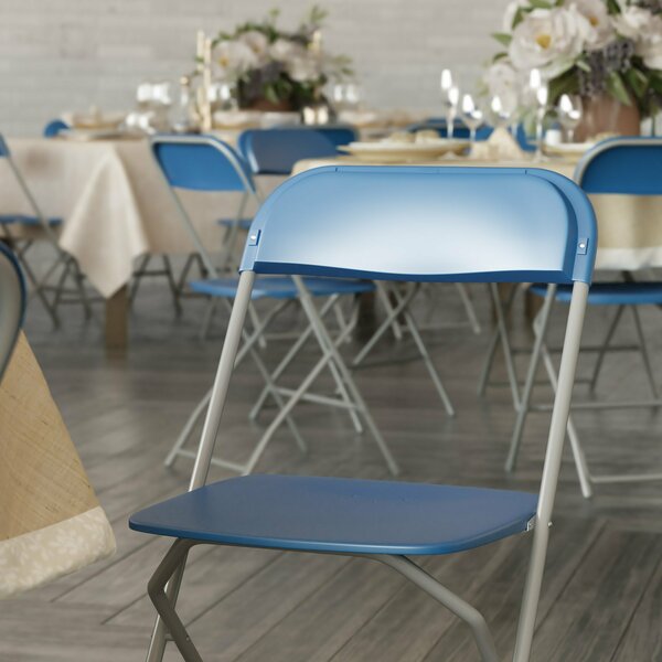 Hercules Series Plastic Folding Chair Blue - 10 Pack 650LB Weight Capacity Comfortable Event Chair-Lightweight Folding Chair