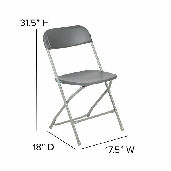 Hercules Series Plastic Folding Chair Grey - 10 Pack 650LB Weight Capacity Comfortable Event Chair-Lightweight Folding Chair
