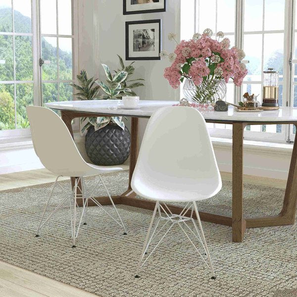 Elon Series White Plastic Chair with Chrome Base
