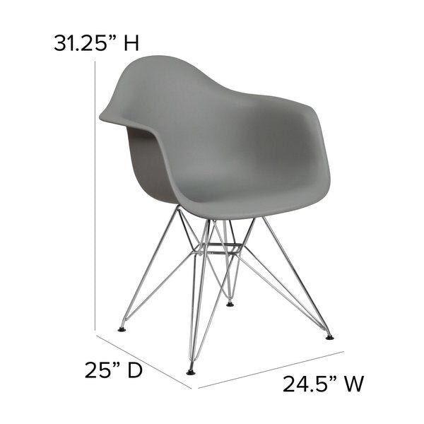 2 Pack Alonza Series Moss Gray Plastic Chair with Chrome Base
