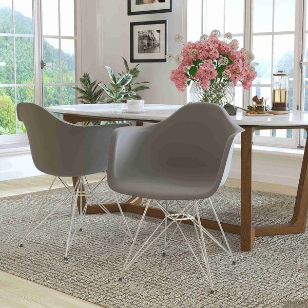 2 Pack Alonza Series Moss Gray Plastic Chair with Chrome Base