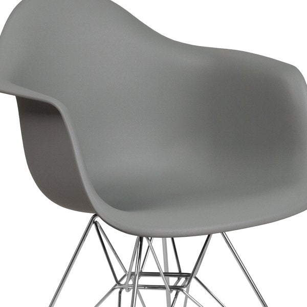 2 Pack Alonza Series Moss Gray Plastic Chair with Chrome Base