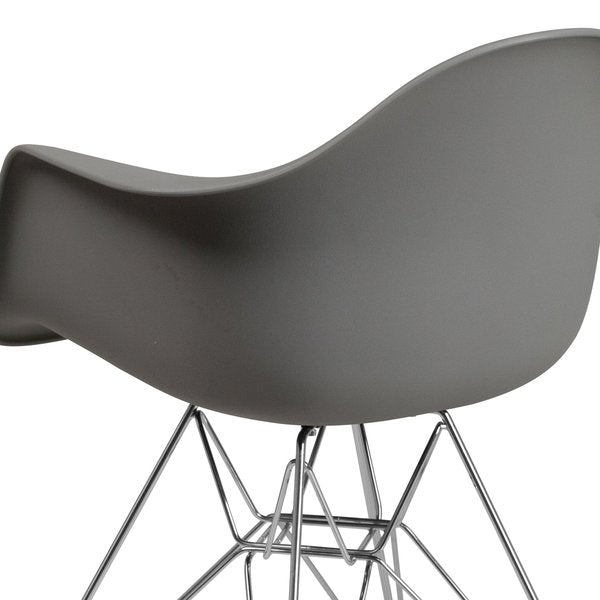 2 Pack Alonza Series Moss Gray Plastic Chair with Chrome Base