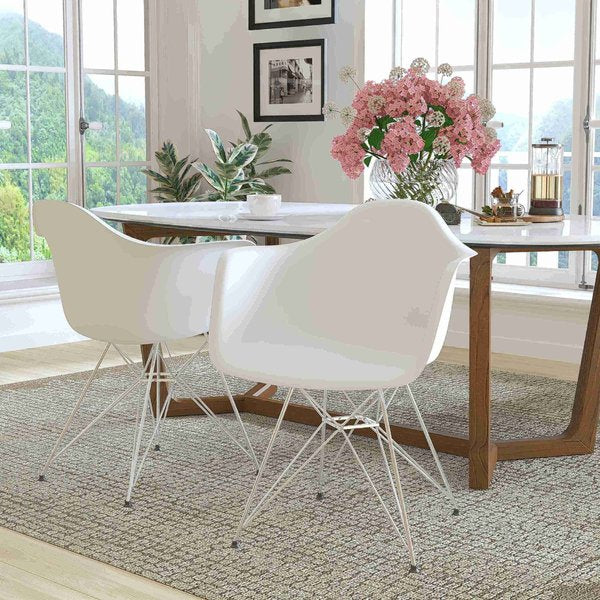 2 Pack Alonza Series White Plastic Chair with Chrome Base