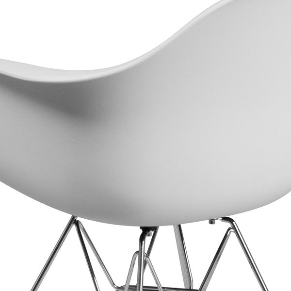 2 Pack Alonza Series White Plastic Chair with Chrome Base