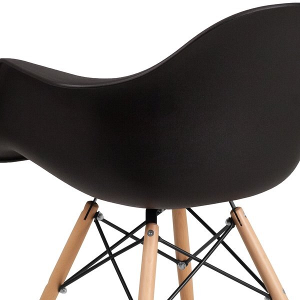 2 Pack Alonza Series Black Plastic Chair with Wooden Legs