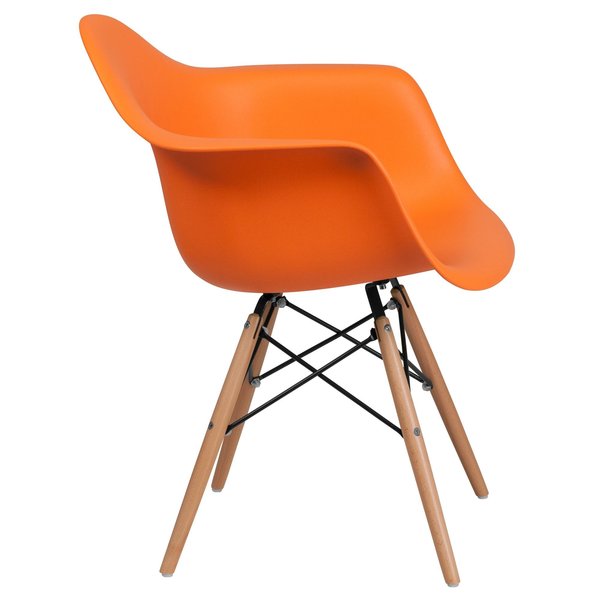 2 Pk. Alonza Series Orange Plastic Chair with Wooden Legs