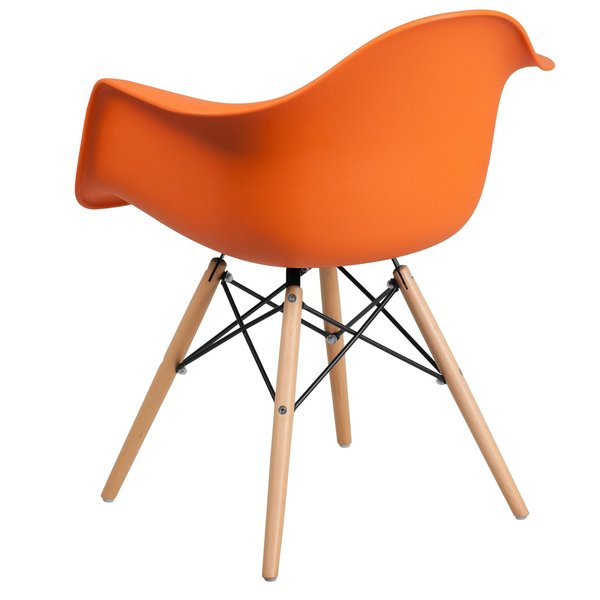 2 Pk. Alonza Series Orange Plastic Chair with Wooden Legs