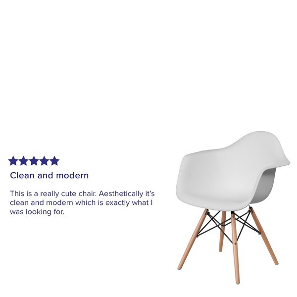 2 Pack Alonza Series White Plastic Chair with Wooden Legs