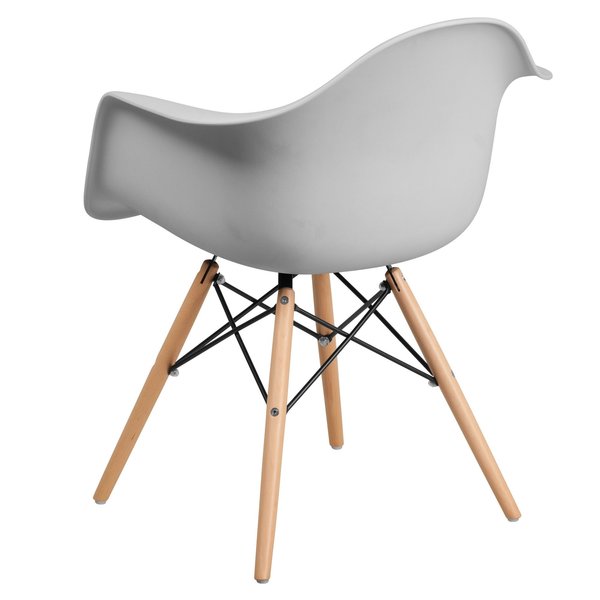 2 Pack Alonza Series White Plastic Chair with Wooden Legs
