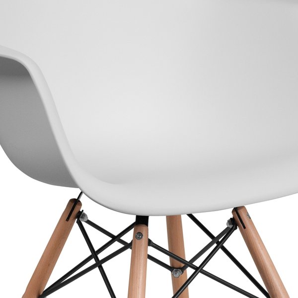 2 Pack Alonza Series White Plastic Chair with Wooden Legs