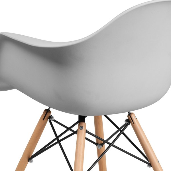 2 Pack Alonza Series White Plastic Chair with Wooden Legs