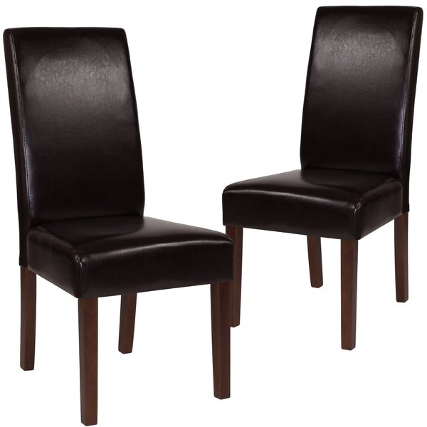 Greenwich Series Brown Leather Parsons Chair
