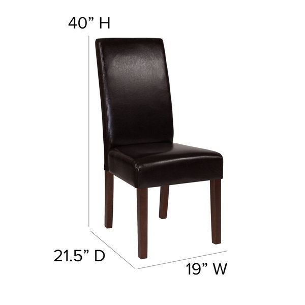 Greenwich Series Brown Leather Parsons Chair