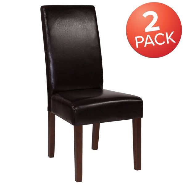 Greenwich Series Brown Leather Parsons Chair