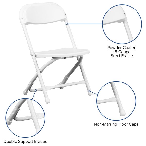 Kids White Plastic Folding Chair