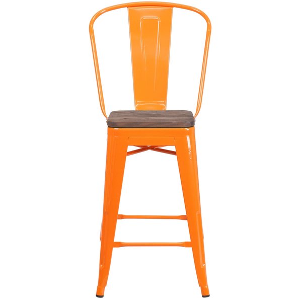 Orange Metal Counter Stool, 24