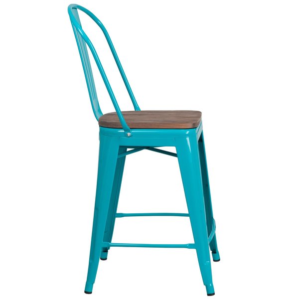 Teal Metal Counter Stool, 24