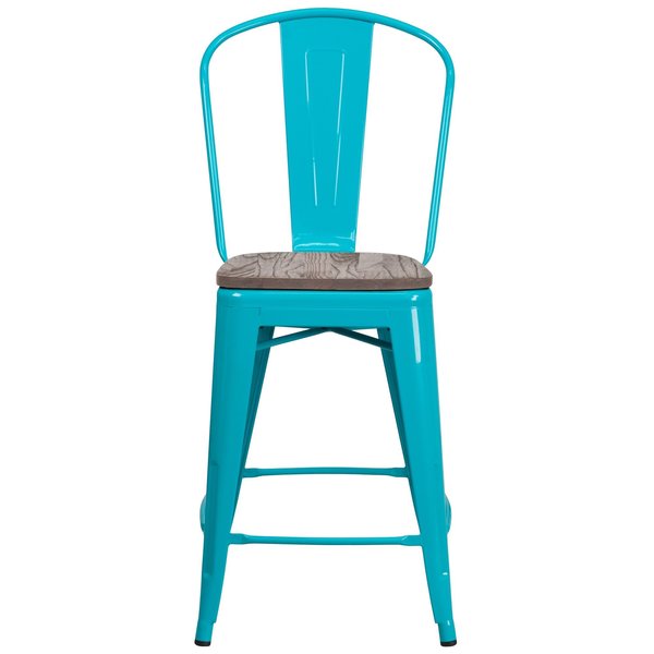 Teal Metal Counter Stool, 24
