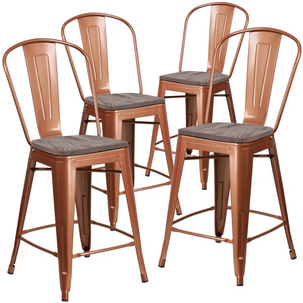 Copper Metal Counter Stool, 24