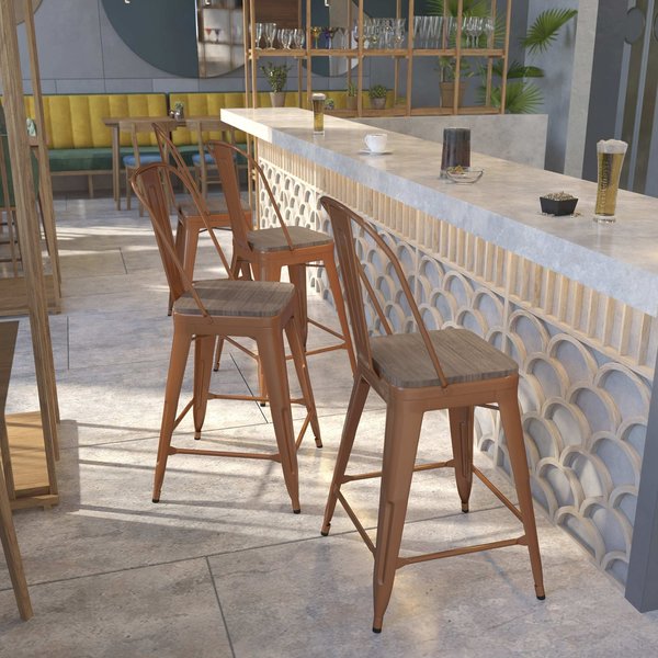 Copper Metal Counter Stool, 24