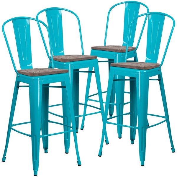 Teal Metal Barstool, 30