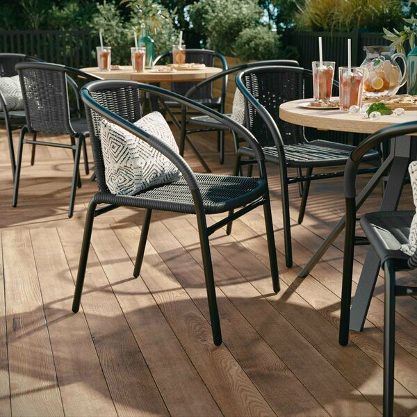 Lila 4 Pack Gray Rattan Indoor-Outdoor Restaurant Stack Chair