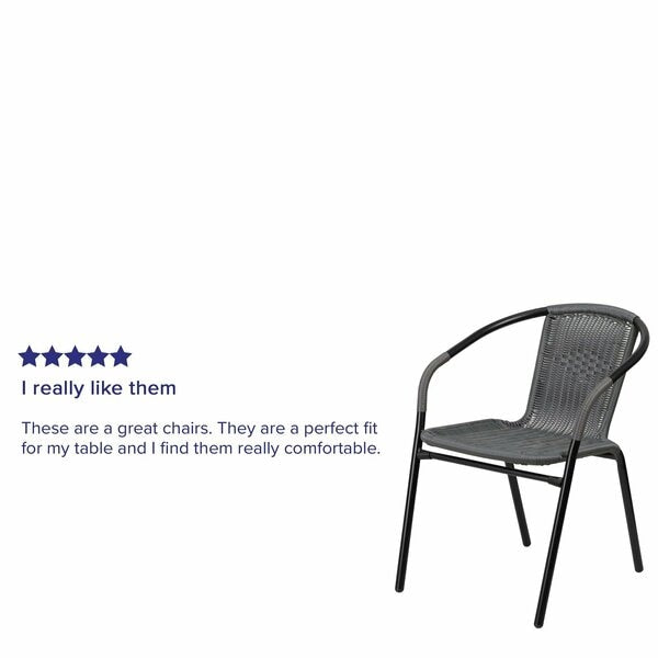 Lila 4 Pack Gray Rattan Indoor-Outdoor Restaurant Stack Chair