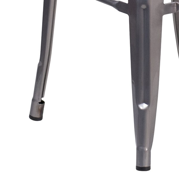 30'' High Backless Clear Coated Metal Indoor Barstool, Square Seat, PK4
