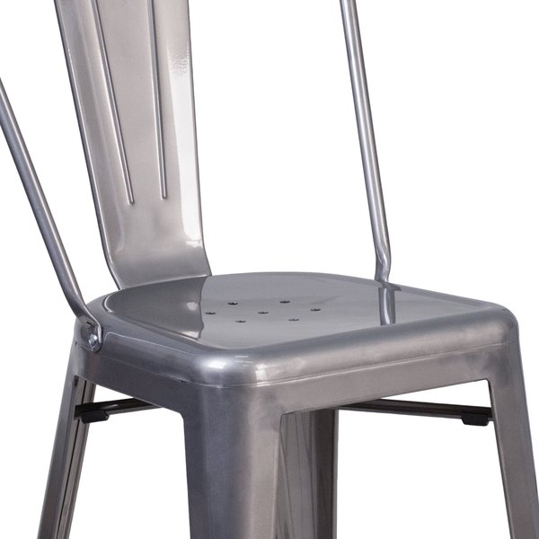 Clear Coated Indoor Counter Height Stool with Back, 24