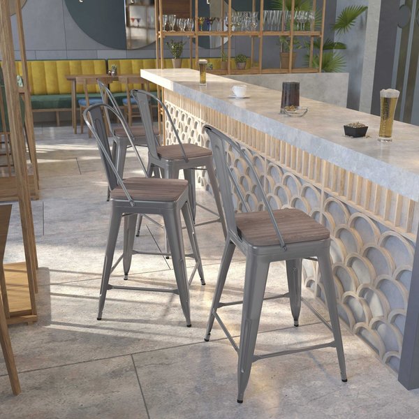 Clear Metal Counter Stool, 24