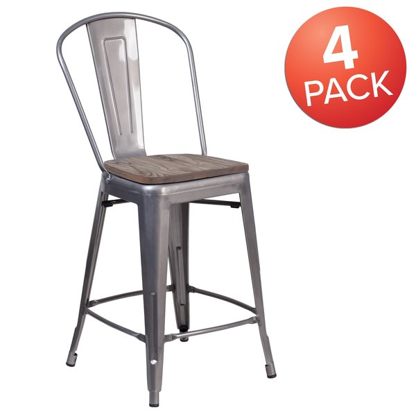 Clear Metal Counter Stool, 24