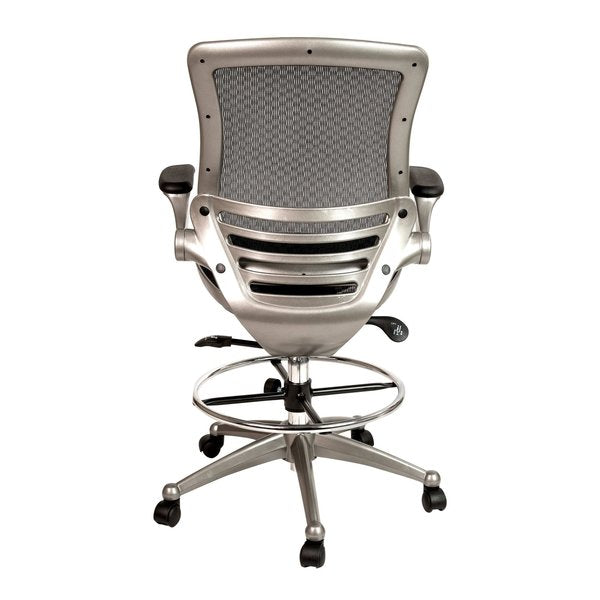 Black/Graphite Mid-Back Drafting Chair - Flip-Up Arms