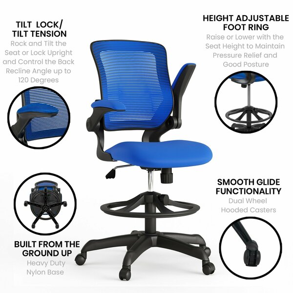 Drafting Chair, Mesh, Blue