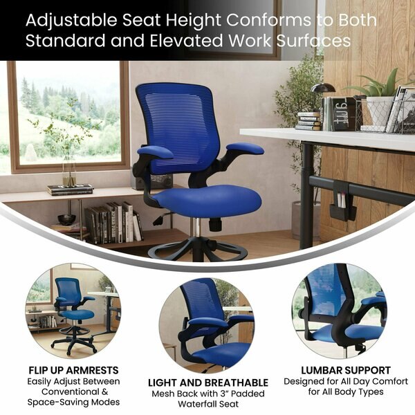 Drafting Chair, Mesh, Blue
