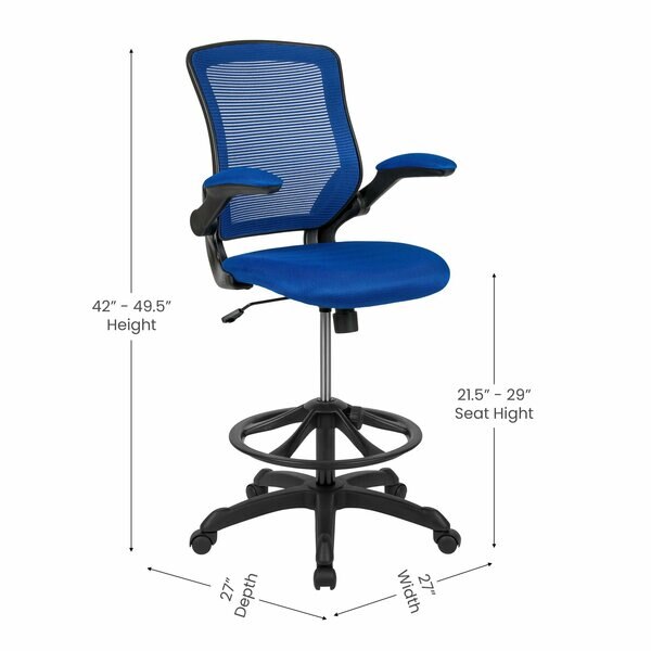 Drafting Chair, Mesh, Blue