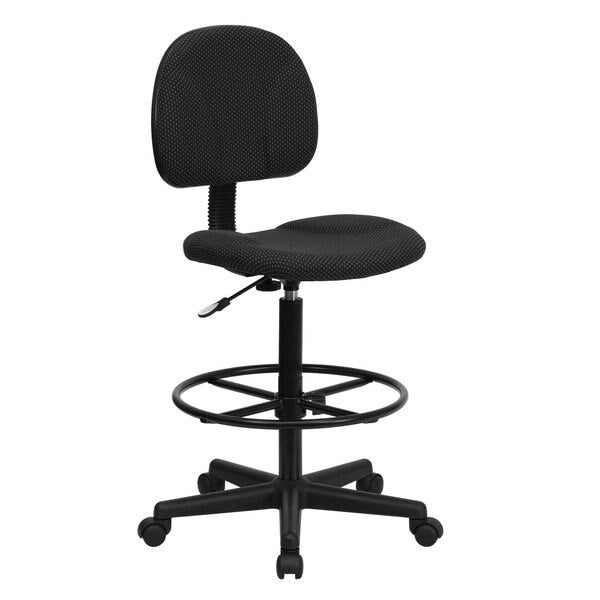 Black Patterned Fabric Swivel Drafting Chair