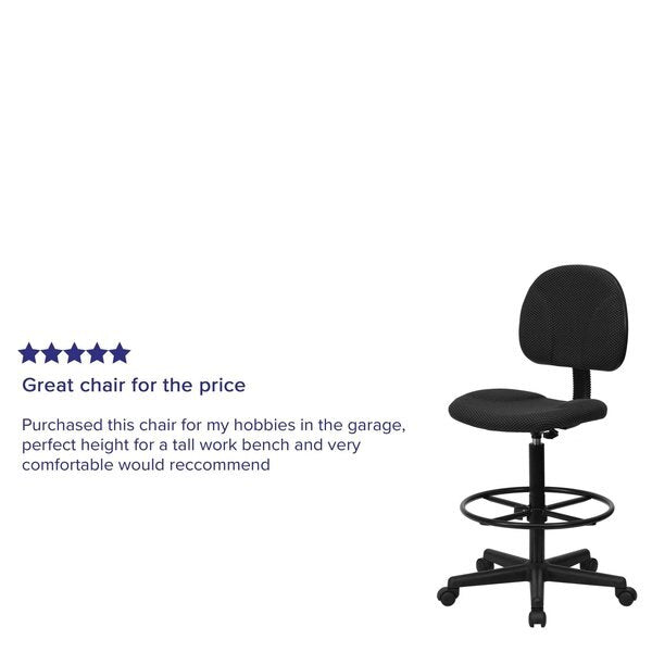 Black Patterned Fabric Swivel Drafting Chair