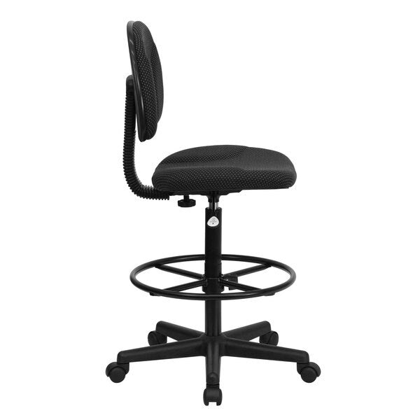Black Patterned Fabric Swivel Drafting Chair