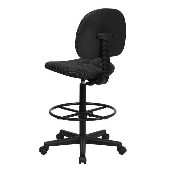 Black Patterned Fabric Swivel Drafting Chair