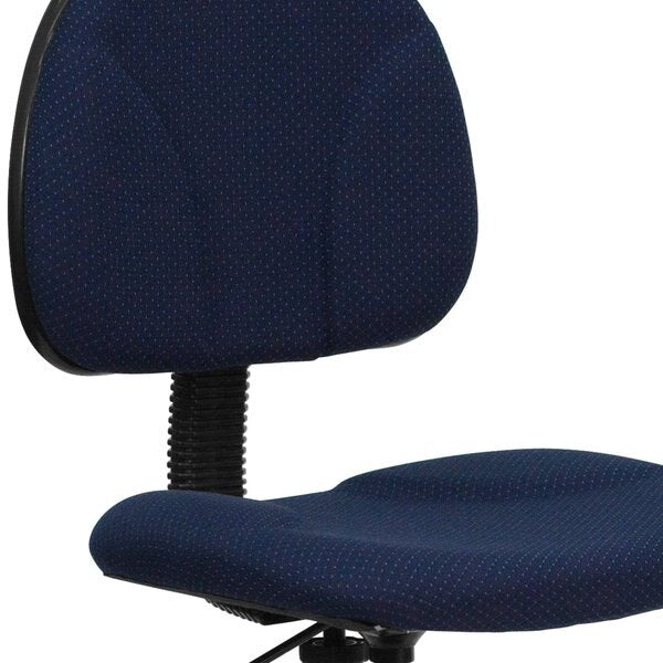 Navy Blue Patterned Fabric Drafting Chair - Office