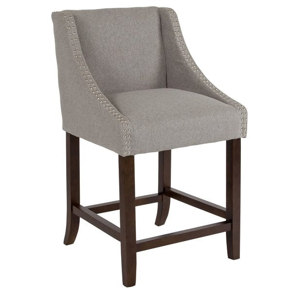 Carmel Series Grey Fabric/Wood Stool, 24