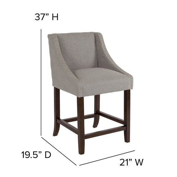 Carmel Series Grey Fabric/Wood Stool, 24