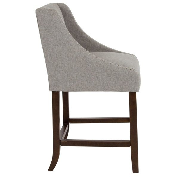 Carmel Series Grey Fabric/Wood Stool, 24